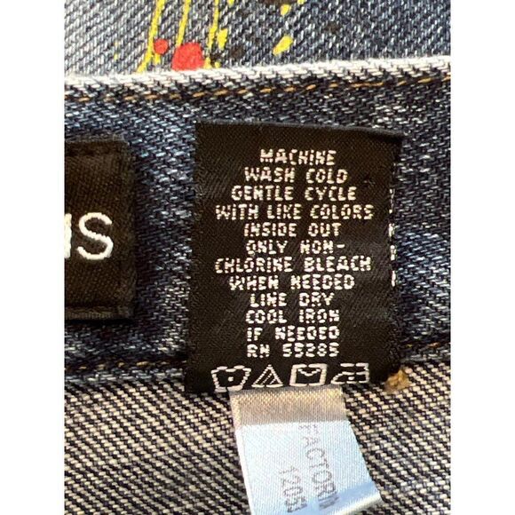 Express Women Painted Splatter Straight Leg Jeans Size 1/2 - Picture 9 of 10